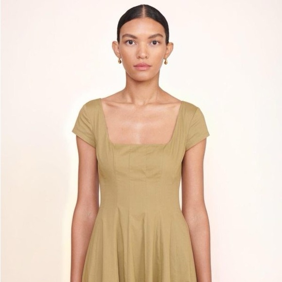 NWT Staud Khaki Wells Short Sleeve Dress 00 - Picture 2 of 6